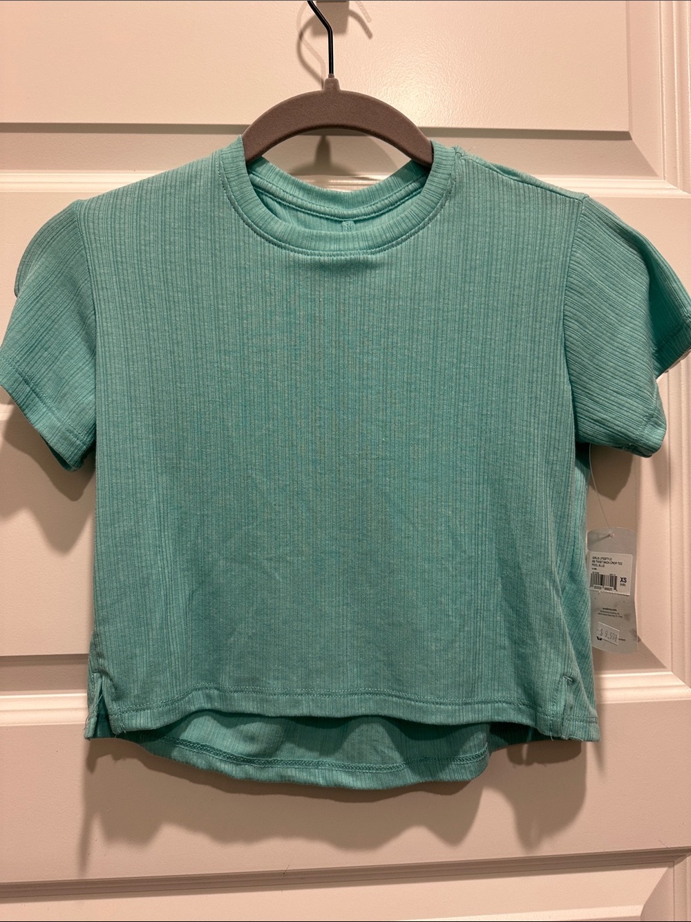 BCX Short Sleeve Ribbed Tee in Aqua Green